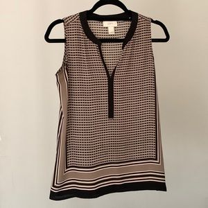 Geometric tan sleeveless top, size s